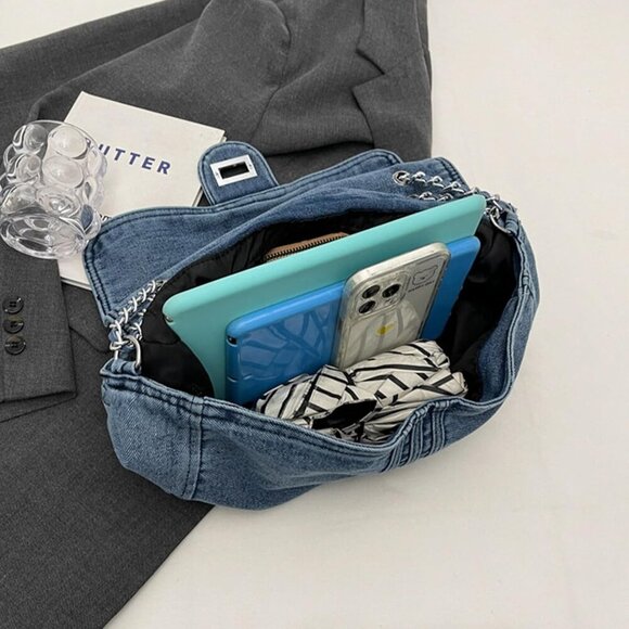 Denim Purse for Women Jean Purses Tote Bag for Womens Handbags Work Bags Jean Sh - Picture 4 of 6